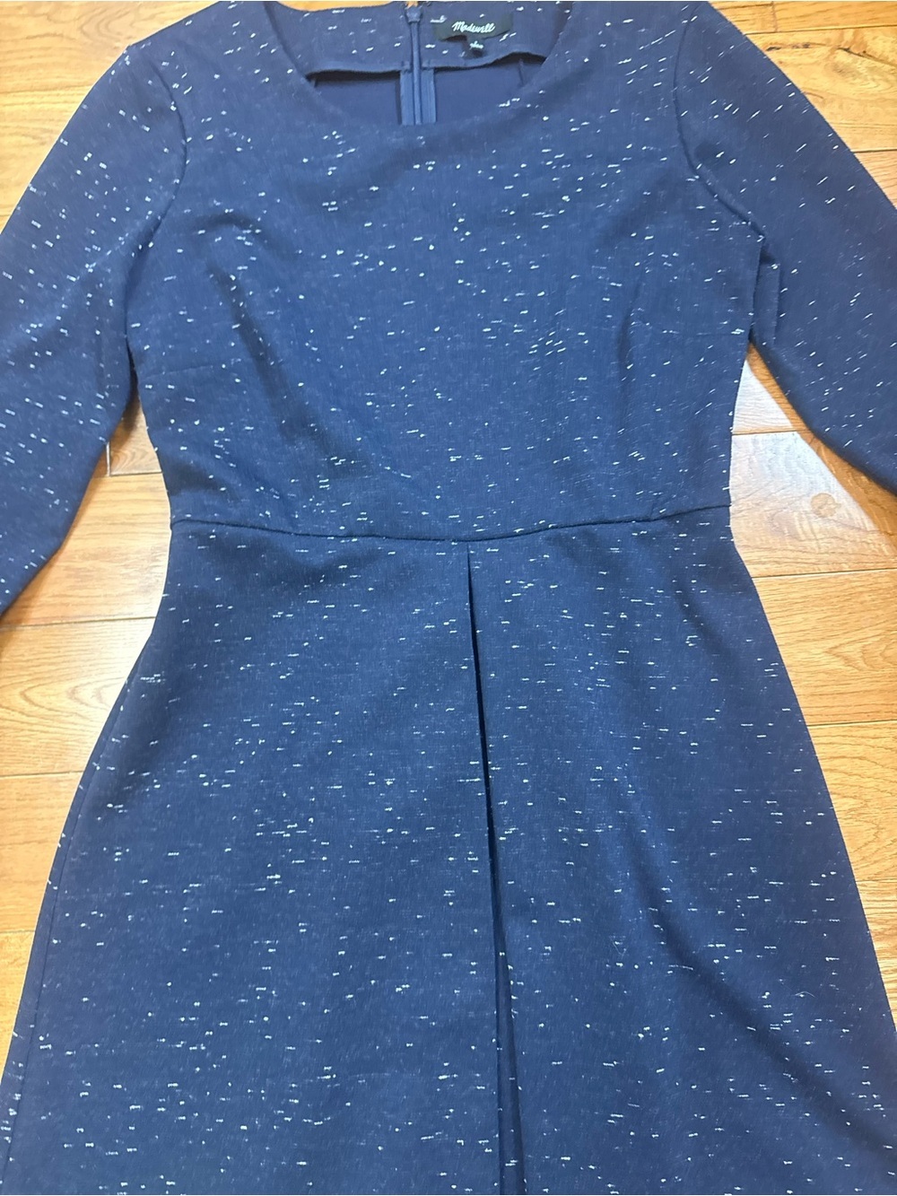 Madewell ‘Gia’ Marled Navy Long Sleeve Ponte Knit Dress NWOT - Picture 5 of 10